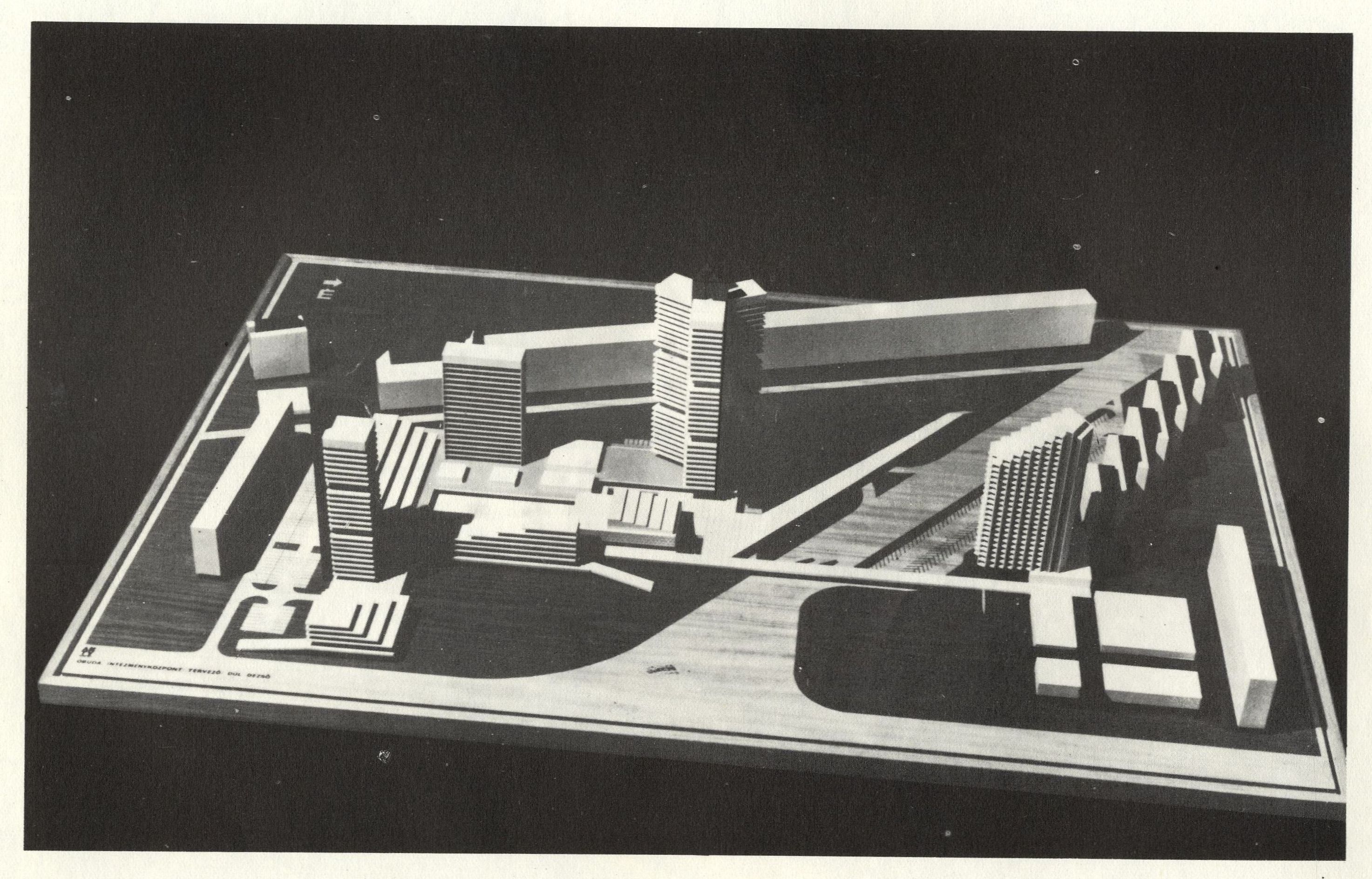 A tervezett óbudai intézményközpont a Flórián tér felől 1970. F Forrás: Kiscelli Építészeti Gyűjtemény
